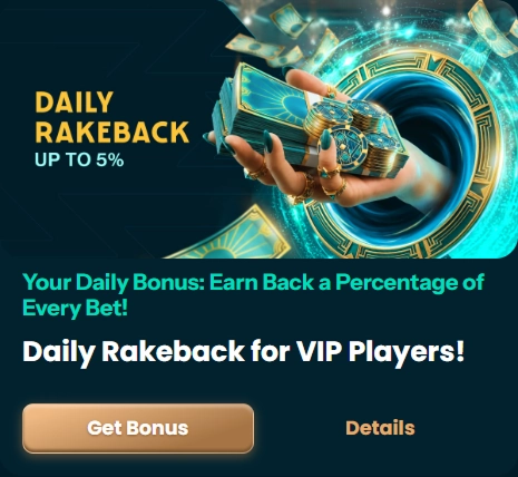Daily rakeback up to 5% for VIPs