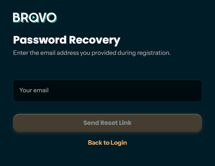 Bravo password recovery via email address
